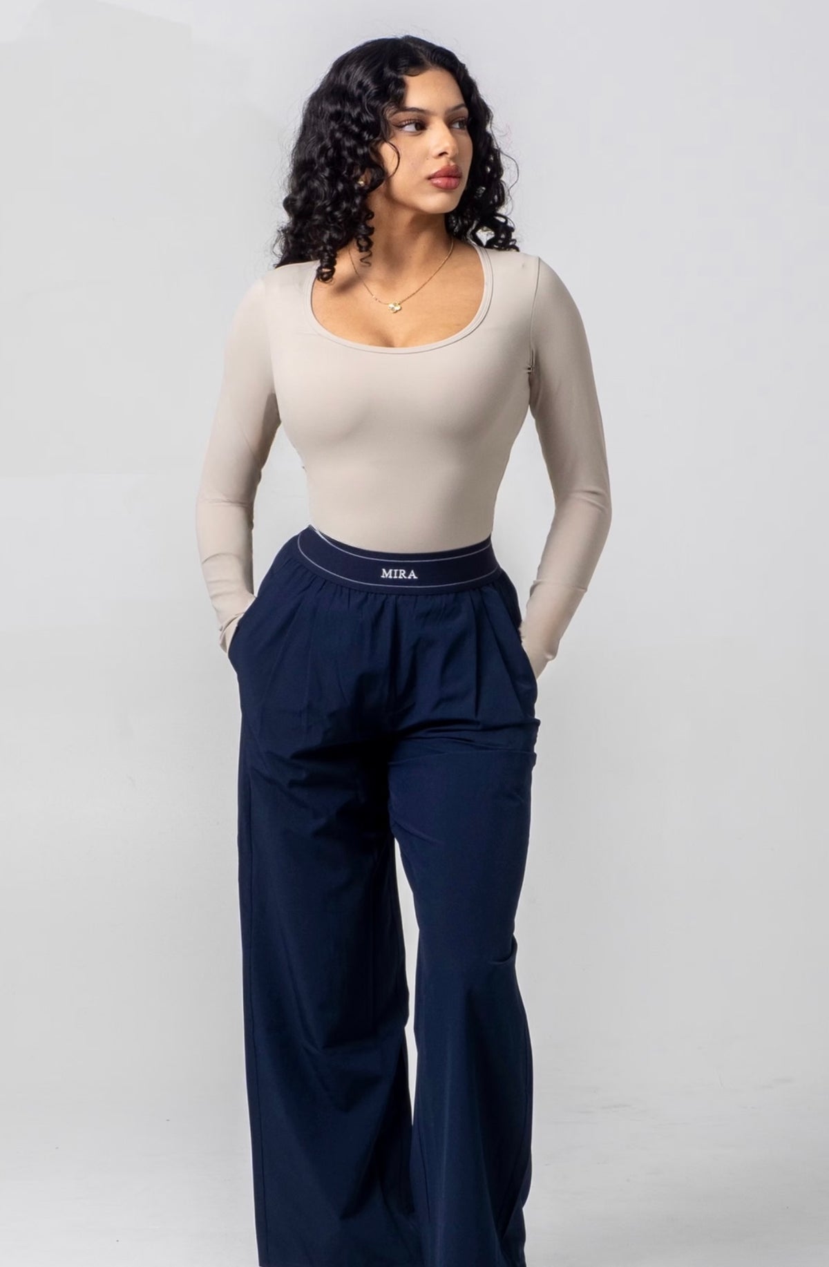 AURA Scoop Neck Top - Beige