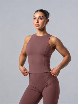 Seamless Backless Rib Vest - Umber