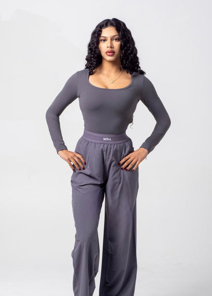 AURA Scoop Neck Top - Slate