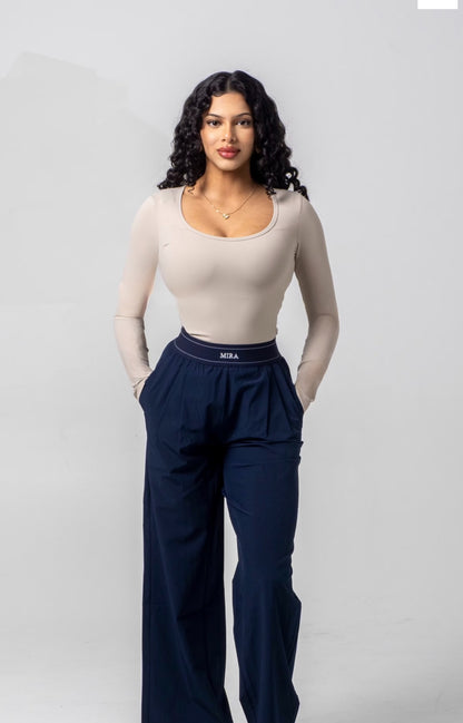 AURA Scoop Neck Top - Beige