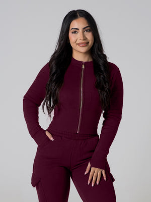 Contour Sculpt Zip Jacket - Wine