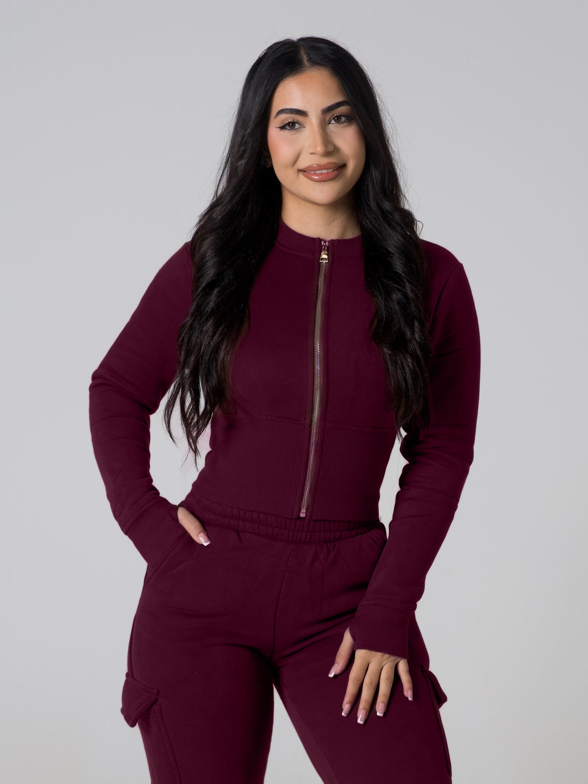Contour Sculpt Zip Jacket - Wine