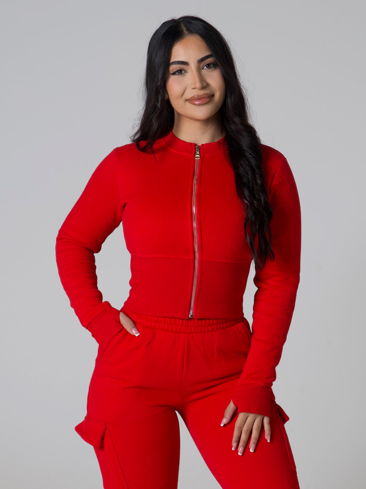 Contour Sculpt Zip Jacket - Crimson