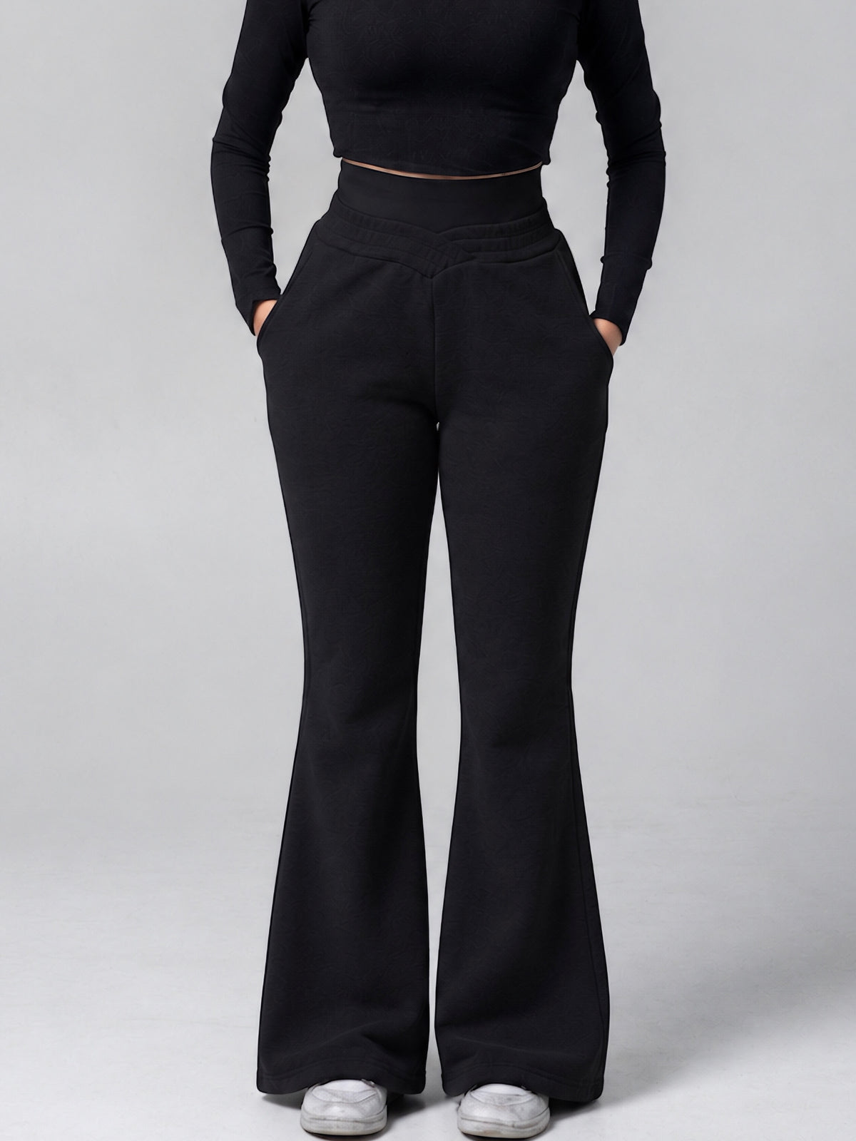 Double Waisted Cotton Flares - Midnight