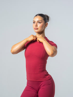 Seamless Half Sleeve Top - Cherry