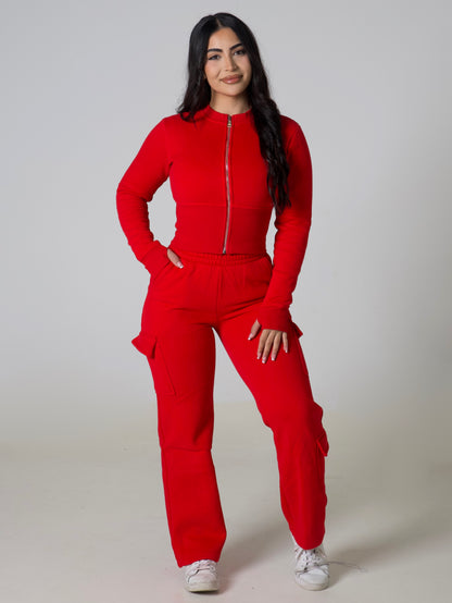 Contour Sculpt Zip Jacket - Crimson