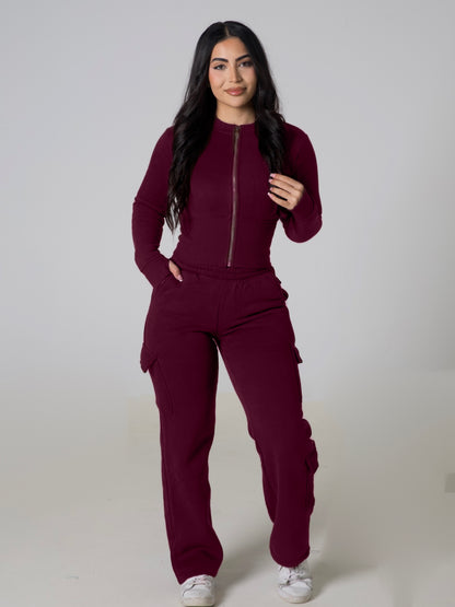 Contour Cargo Sweatpants - Wine
