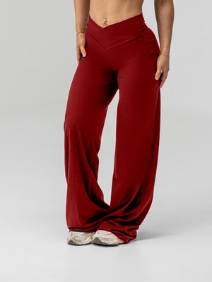 V - shaped Straight Leg Leggings - Cherry