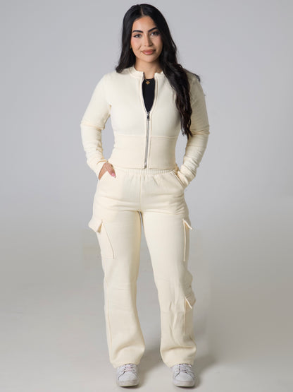 Contour Sculpt Zip Jacket - Vanilla