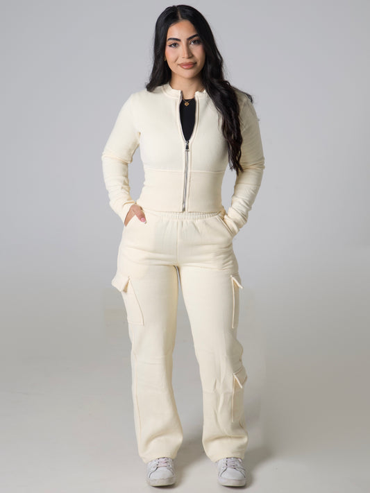 Contour Cargo Sweatpants - Vanilla