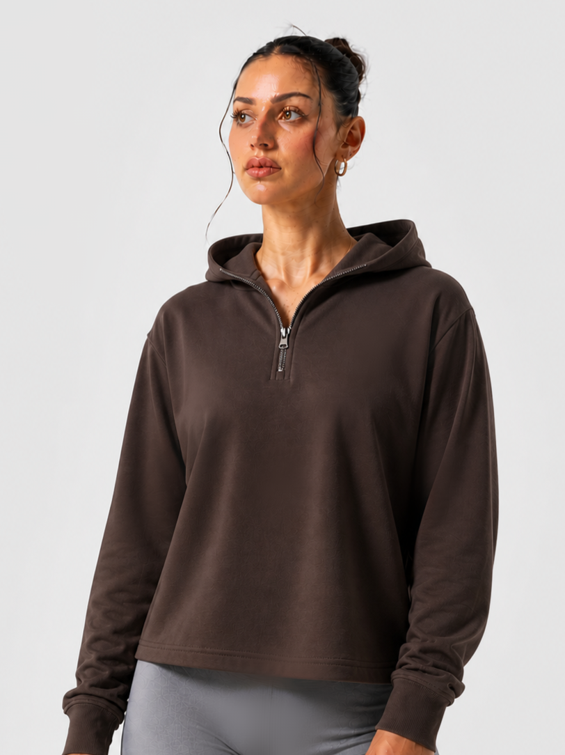 Essential Zip Up Hoodie - Chocolate